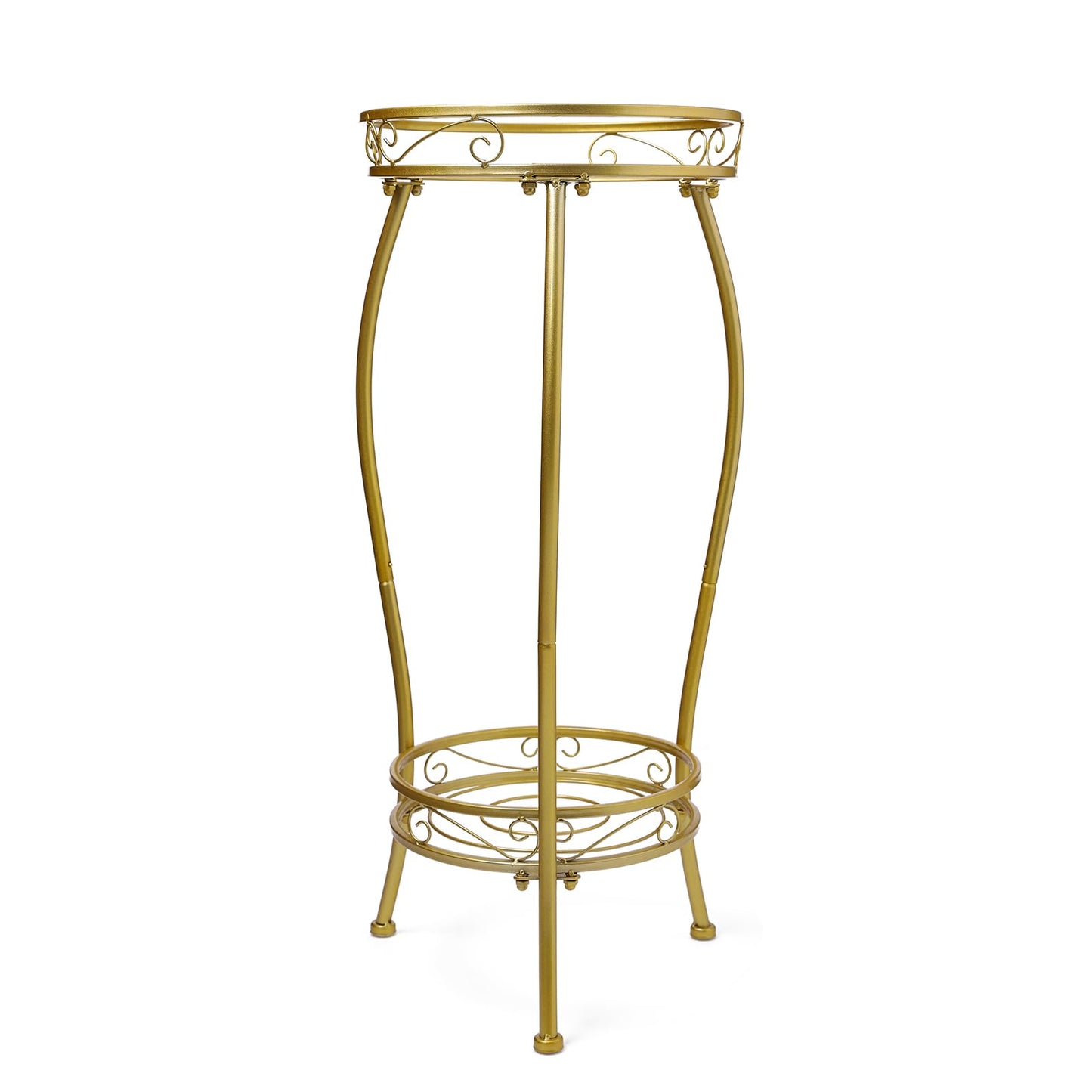 Kavlium Plant Stand Indoor Outdoor，Tall Gold Metal Rustproof Stable Plant Stands，2 Tier 27.1 inch Multiple Plant Rack Holder Rack Flower Pot Stand Heavy Duty Plant Shelf (Gold)