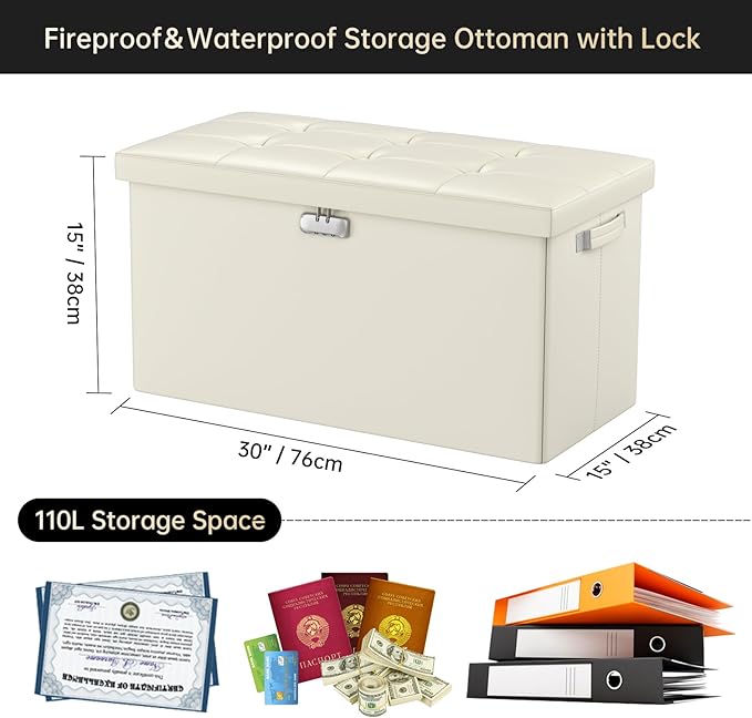 DocSafe Storage Ottoman Bench