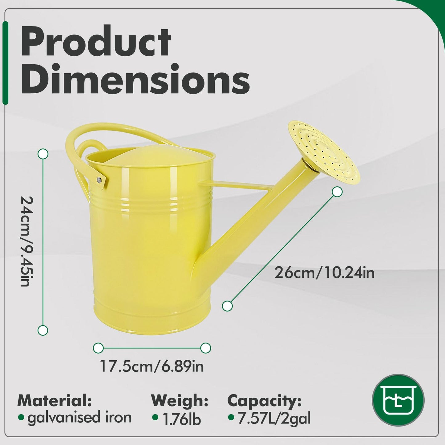 Galvanized Iron Watering Can for Indoor Plants, DIY Watering Cans for House Plant Garden Flower, Long Spout Water Can for Outdoor Watering Plants 6.44L 1.7Gallon (Beige)