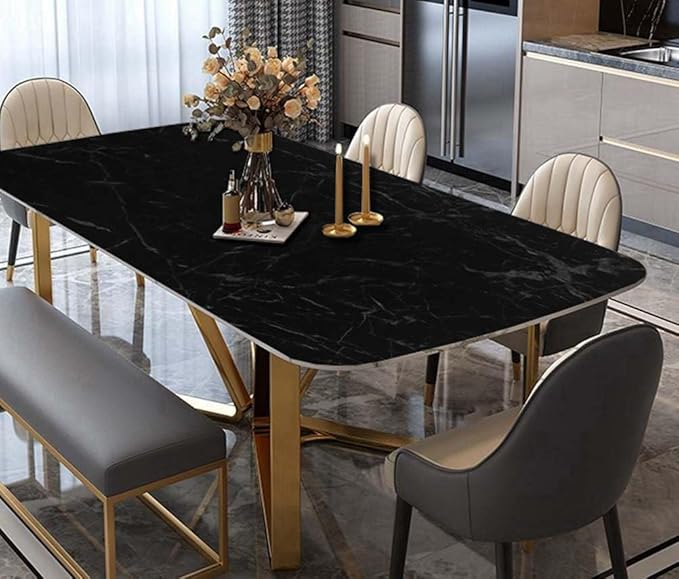 Arthome Black Marble, 35.4x120 Inches Peel and Stick Wallpaper, Marble Contact
