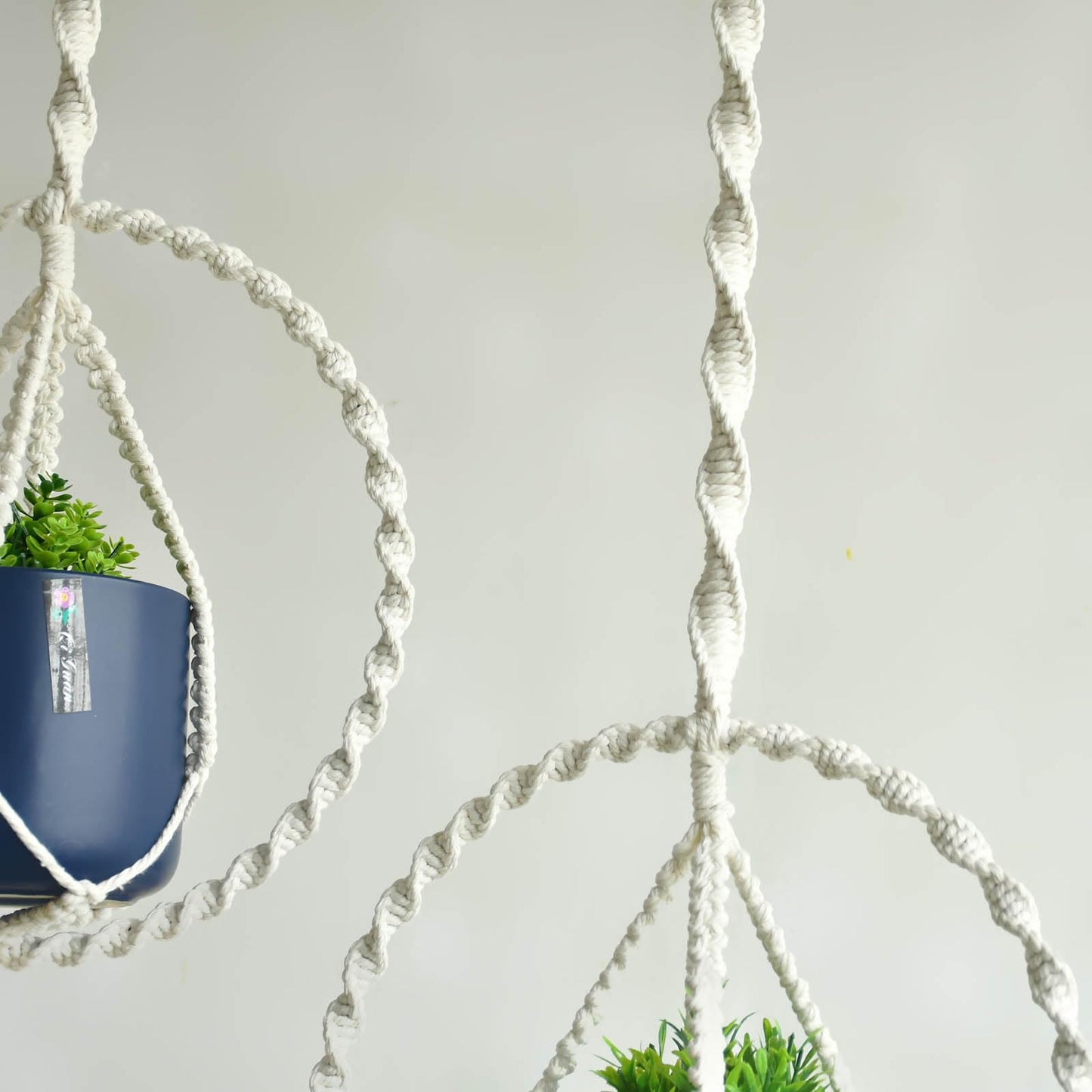 Macravine 2-Pack Plant Hanger with, Handcraft Planter Holder, Boho Chic Handmade Pot Holder for Home/Window Decoration, 2 Sizes 11.8"*23.6", 11.8" *31.5", Beige (No Pot and Plant Included)