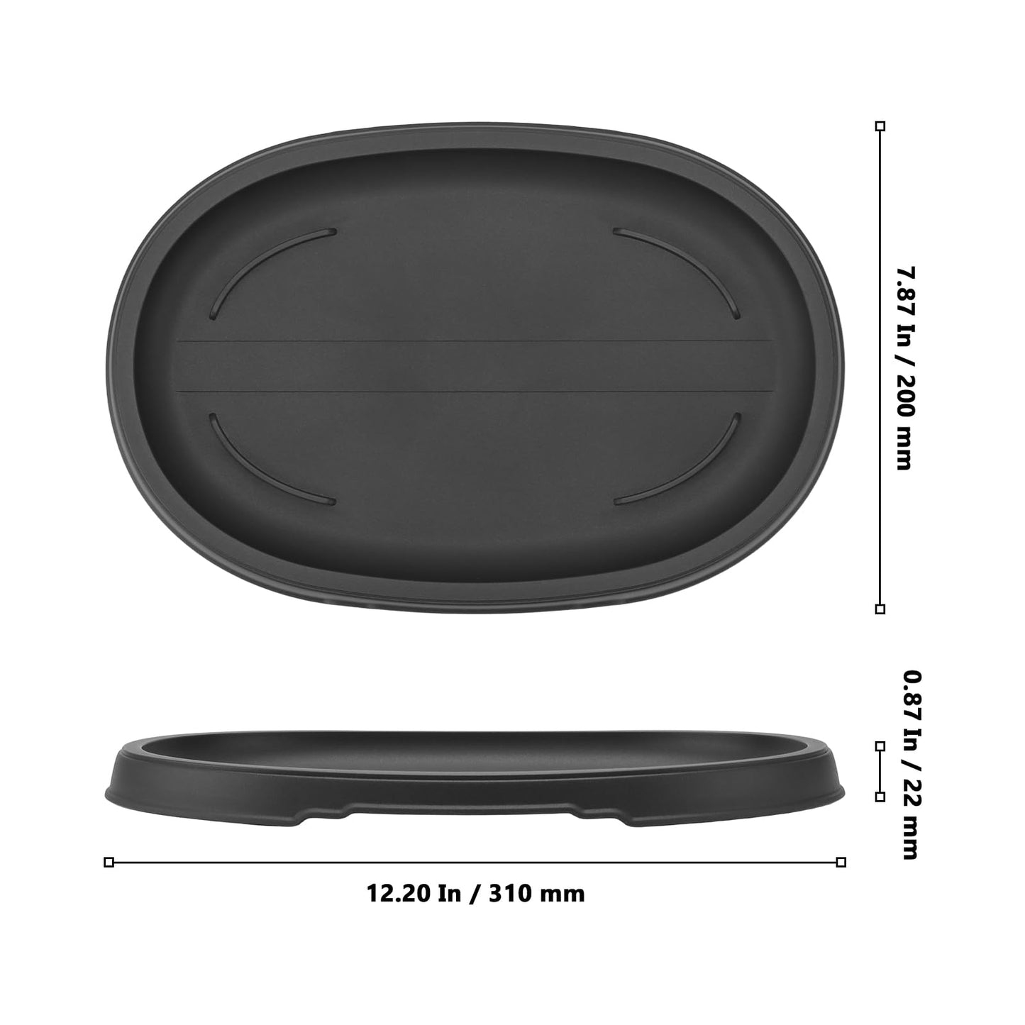 MUKLEI 6 Pack Oval Bonsai Humidity Trays Drip Tray, Plant Water Catcher Tray, Black Plastic Plant Saucers for Indoors and Outdoors Bonsai Tree, 12 x 7.9 x 0.87 Inch