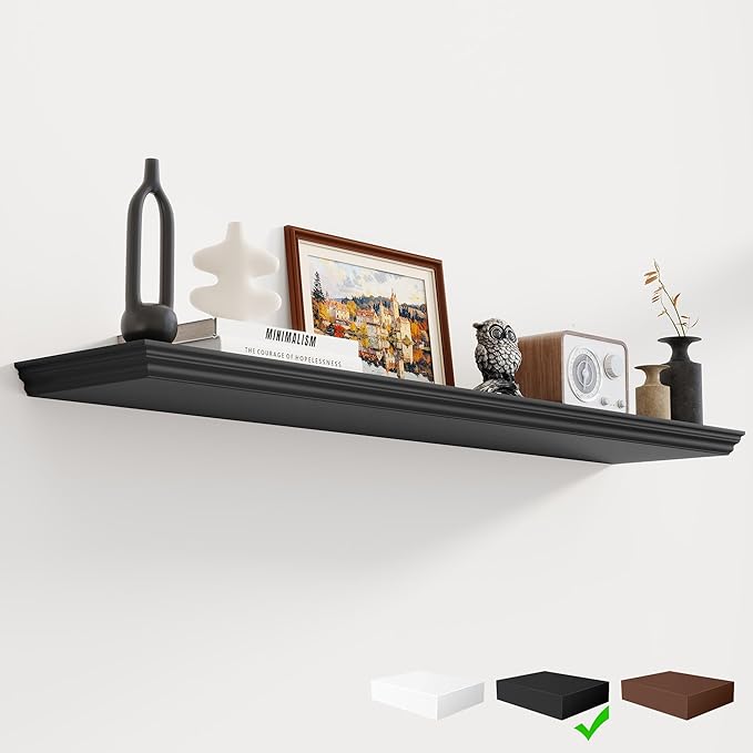 Fun Memories Floating Shelves 48 Inch Long, 9.3 Inch Deep Classic Crown Molding