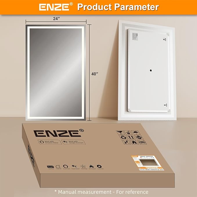 ENZE 24"x40" Smart Lighted Bathroom Mirror