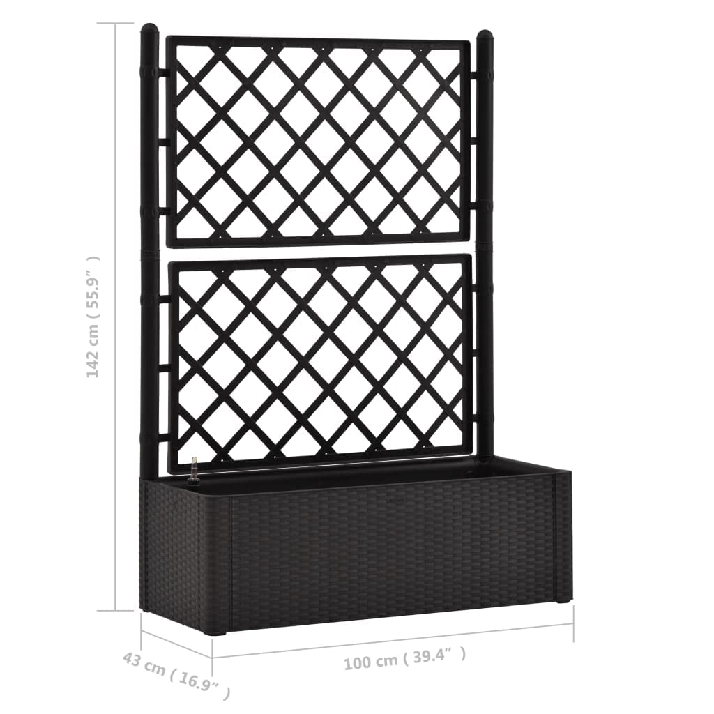 MNISDFL Metal Garden Planter Crop Bed Garden Planters Outdoor Planters Garden Raised Bed with Trellis and Self Watering System Anthracite Raised Flower beds for Growing Vegetables and Flowers