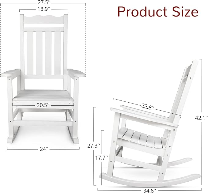 Stoog Outdoor Rocking Chairs Set of 4, All-Weather Resistant Porch Rocker
