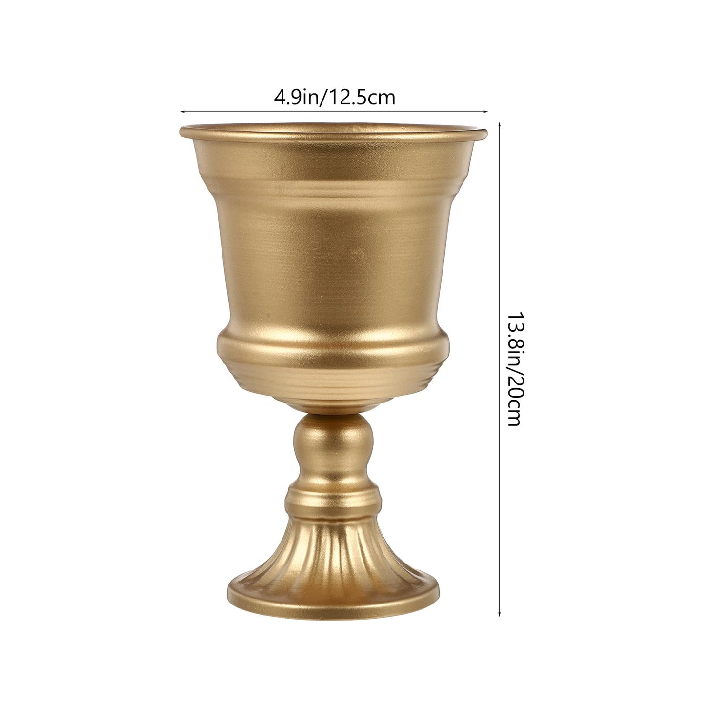 Yardwe Iron Urn Planter, Rustic Metal Flower Pots Decoration Vase for Wedding Party Home Garden Porch Front Door Decoration (Gold)