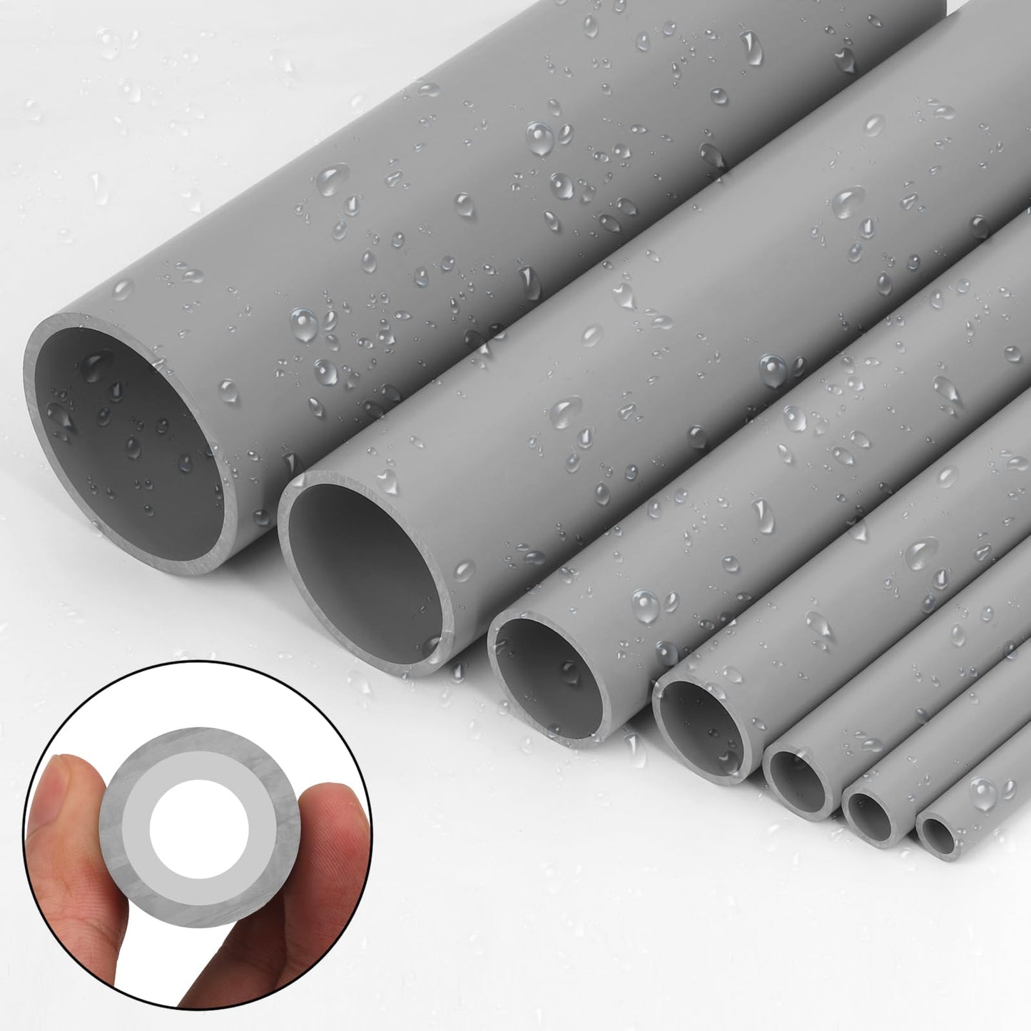 CKVIHAV 6Pcs 1/2 Inch Grey Electrical Conduit PVC Pipe 17" Long Sch40 PVC Rigid Tube Round Pipes Hardware Tubing for Home DIY Electrical Wiring Installation, Garden, Farm, Workshop,(0.50" x 17"L)