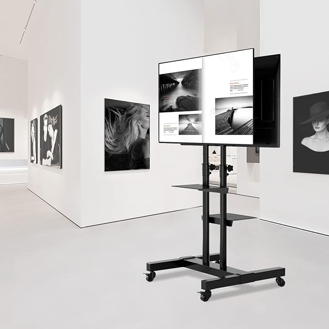 Mobile TV Stand Rolling TV Cart Floor Stand