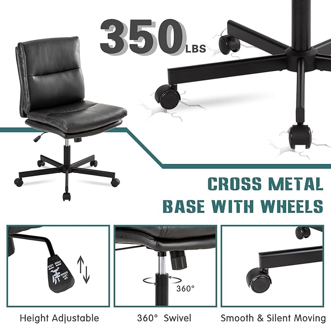 LUCKWIND Armless Office Desk Chair