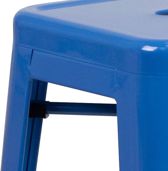 Flash Furniture Lily 4 Pack Commercial Grade 30" High Backless Blue Metal