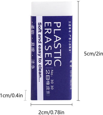Dreamm White Rectangular Rubber Pencil Erasers 12 Pack for Kids, Students, Office