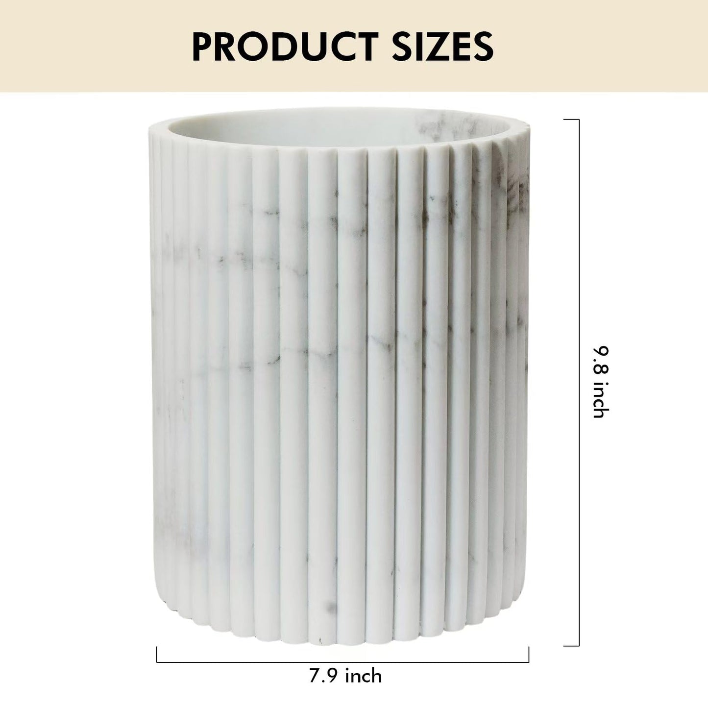 DoveeDosa Marble White Luxury Stone Bathroom Trash Can, Modern Bathroom Office Trash Can, Resin Wastebasket, Garbage Receptacle Bin for Bathrooms, Offices, Powder Rooms, Kitchens (Marble White)