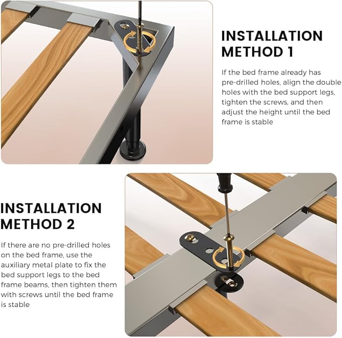 Under Bed Metal Support Legs, Adjustable Height Bed Frame Support Leg, Bed Slat