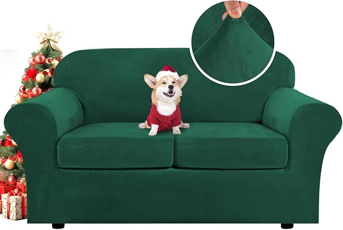 H.VERSAILTEX Real Velvet Plush 3 Piece Stretch Sofa Covers Couch Covers