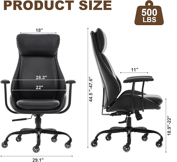 E-Motie Office Chair, Leather Desk Chair