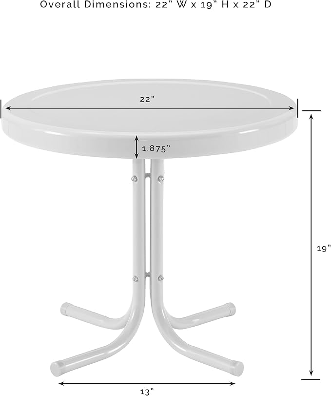 Crosley Furniture Griffith Weather Resistant Retro Metal Outdoor Side Table