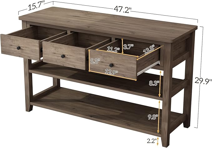 Karl home Console Table with 3 Drawers, Living Room