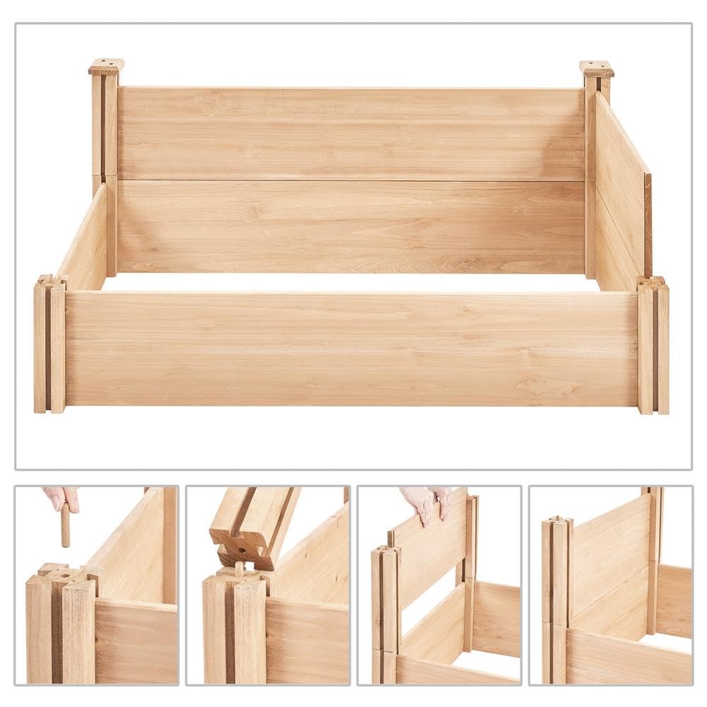 Yaheetech 8×4ft Wooden Horticulture Raised Garden Bed Divisible Elevated Planting Planter Box for Flowers/Vegetables/Herbs in Backyard/Patio Outdoor, Natural Wood, 93 x 48 x 10in