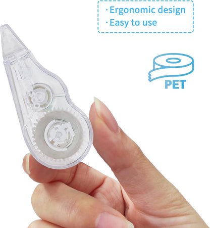 Correction Tape, 16.4FT EZ Tear-resistant Correction Tape, Easy To Use Applicator for Instant Correction Without Drying Time (20pcs/set)