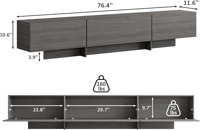 76.4'' Modern TV Stand for Living Room, Mid Century Modern TV Console,