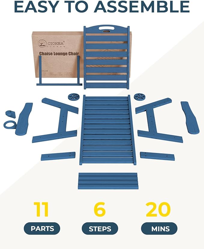 Ciokea Outdoor Chaise Lounge Chair Set of 2, Patio Lounge Chairs