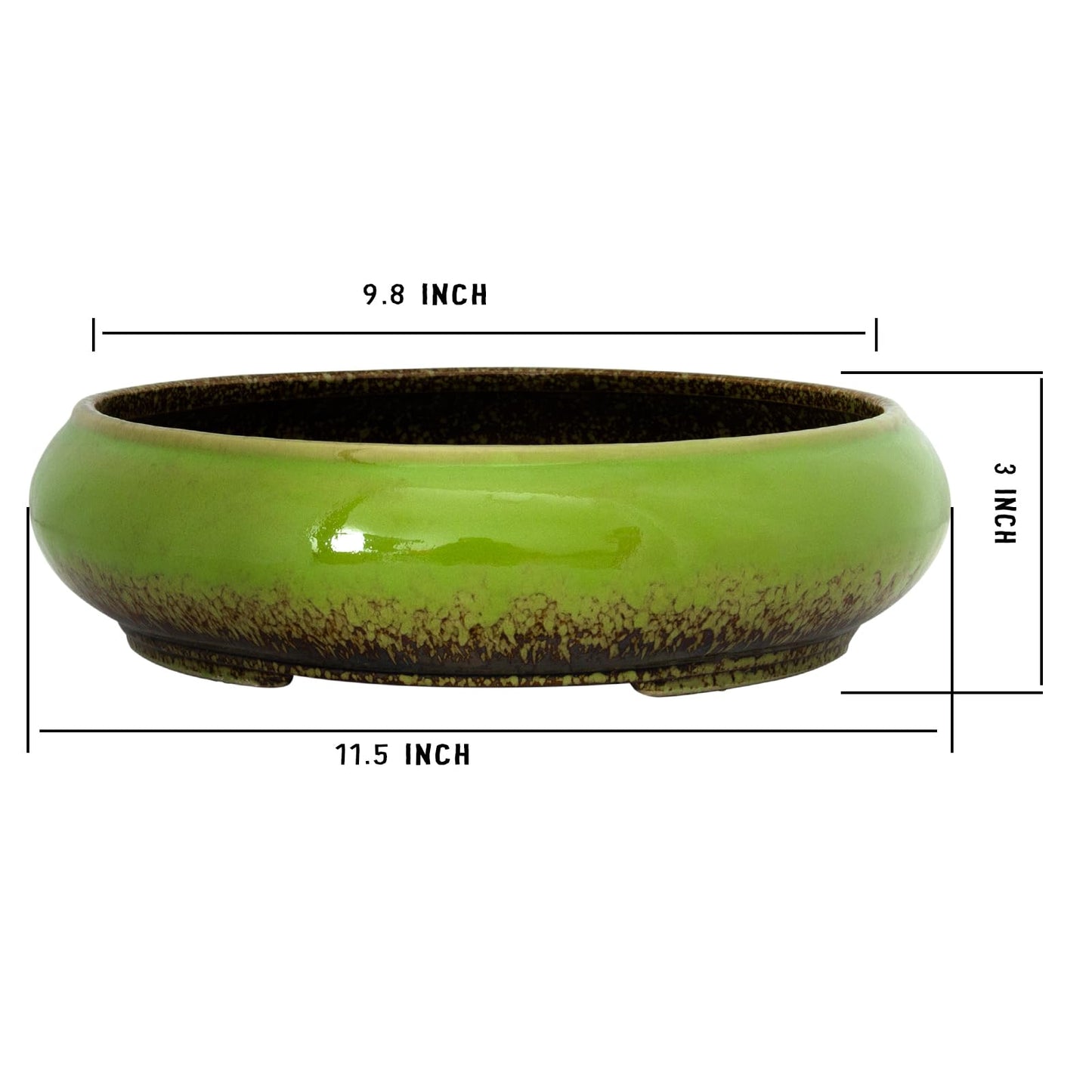 ARTKETTY Succulent Pots, Ceramic Bonsai Pots with Drainage, Large Shallow Succulent Planters for Indoor Outdoor Plants, Round Glazed Cactus Flower Plant Container Bowl Home Desk Decor