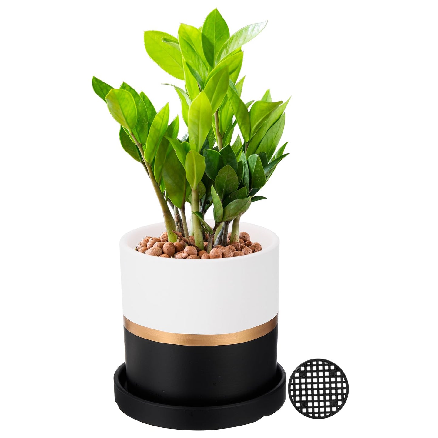 PATIKIL 4.3 Inch Ceramic Plant Pots, Modern Flower Planters with Drainage Holes for Decorate Home Indoor Plants Succulent Herb, Black