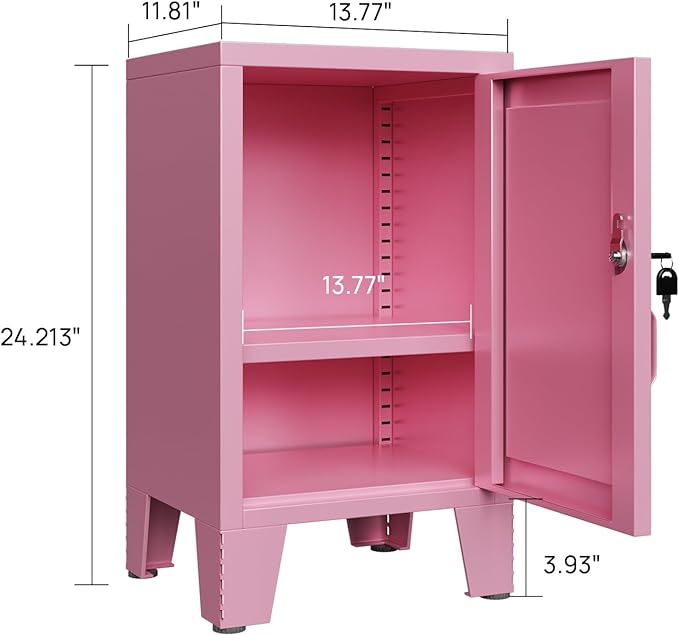 ALBAD Metal Nightstand with Lockable Cabinet, Compact Mini Locker Bedside Table