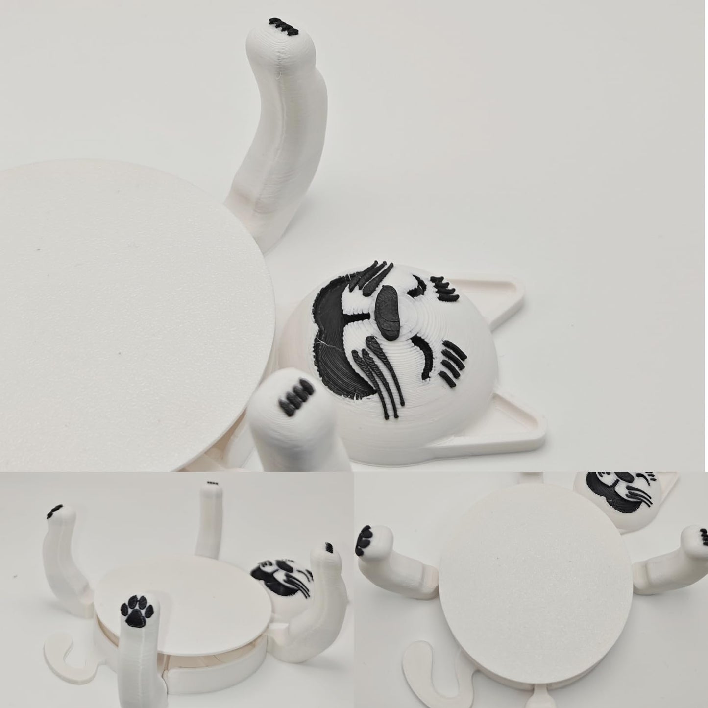 Funny Cat Coasters Cup Cuddler, 3D Printed Creative Coasters for Drinks, Bars, Party, Birthday Gifts for Cat Lovers, Home Decor Housewarming and White Elephant Gifts Ideas (Black+White)