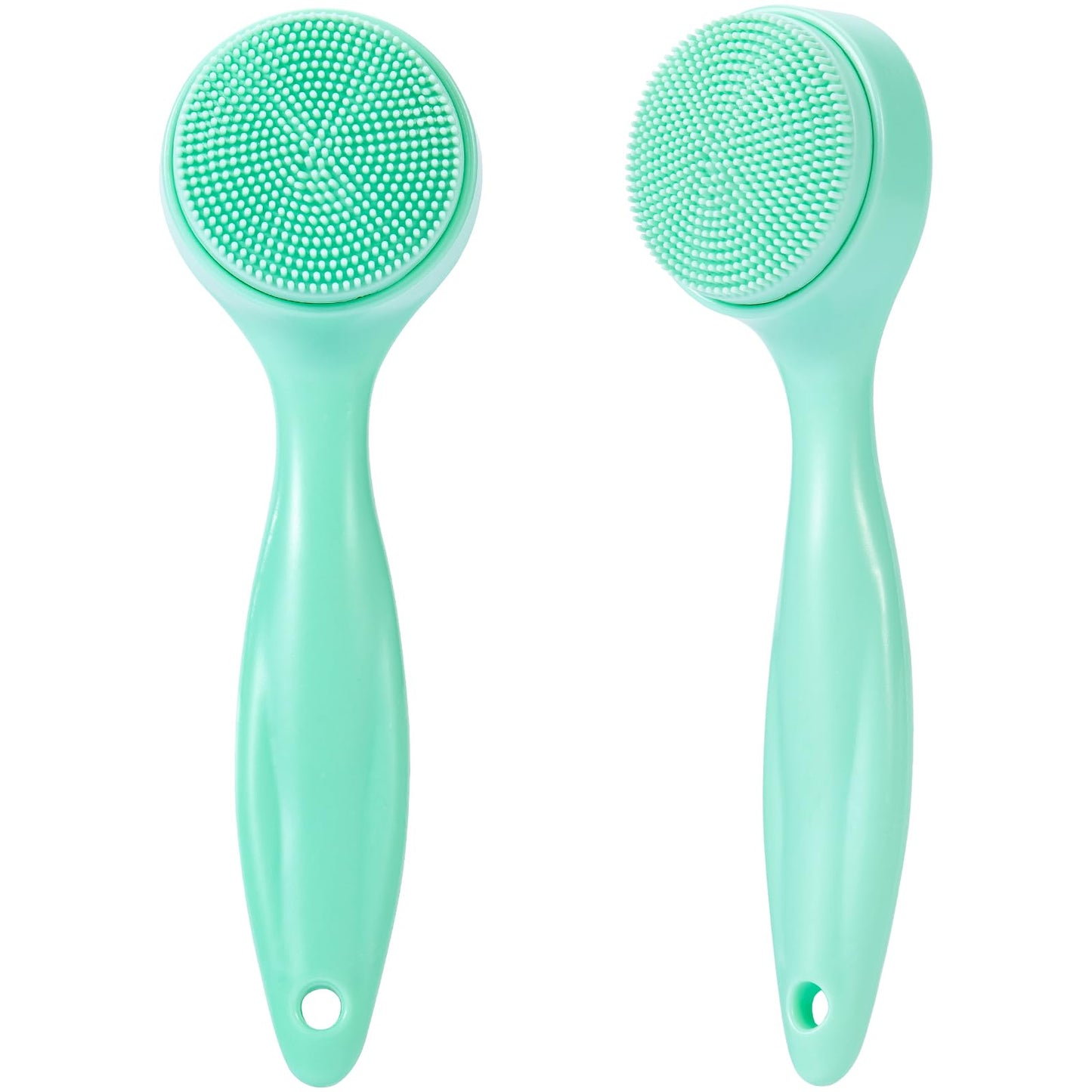 2 Pack Silicone Face Scrubber Exfoliating Brush, Manual Handheld Facial Cleansing Brush Blackhead Scrubber, Soft Bristles Waterproof for Face Skincare (Round-Pink)