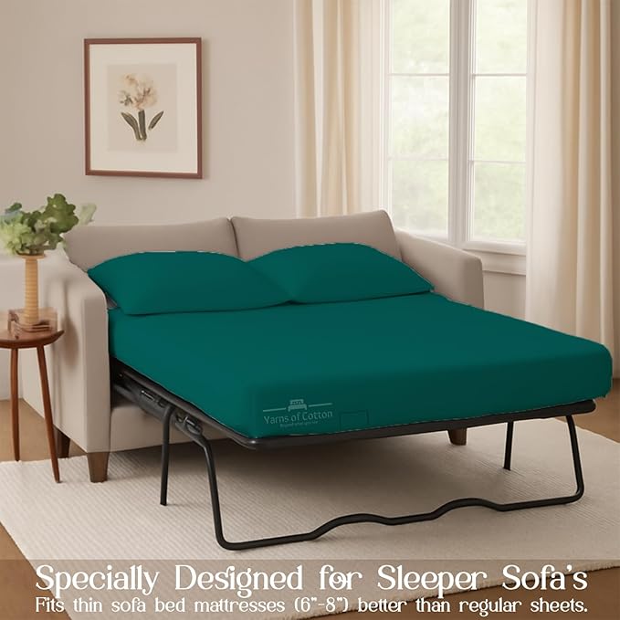 Sleeper Sofa Bed Sheet, 100% Cotton 400 Thread Count, 4 Piece Set, Deep Pocket