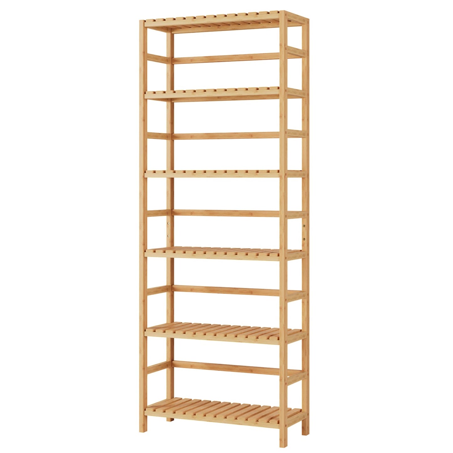 Bamjoy Bamboo Shelf, 6 Tier Bookcase Storage Shelves, Tall Book Rack Shelving Unit, Multipurpose Storage Display Shelf Adjustable Storage Rack for Bathroom Home Office Living Room Kitchen, Natural