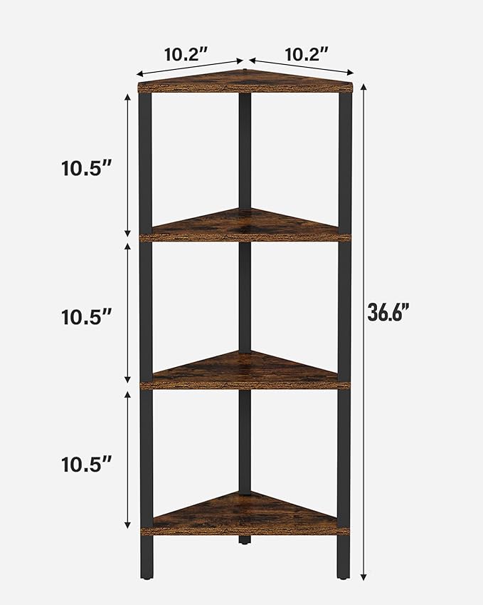 TUTOTAK Corner Shelf, 4-Tier Corner Bookshelf