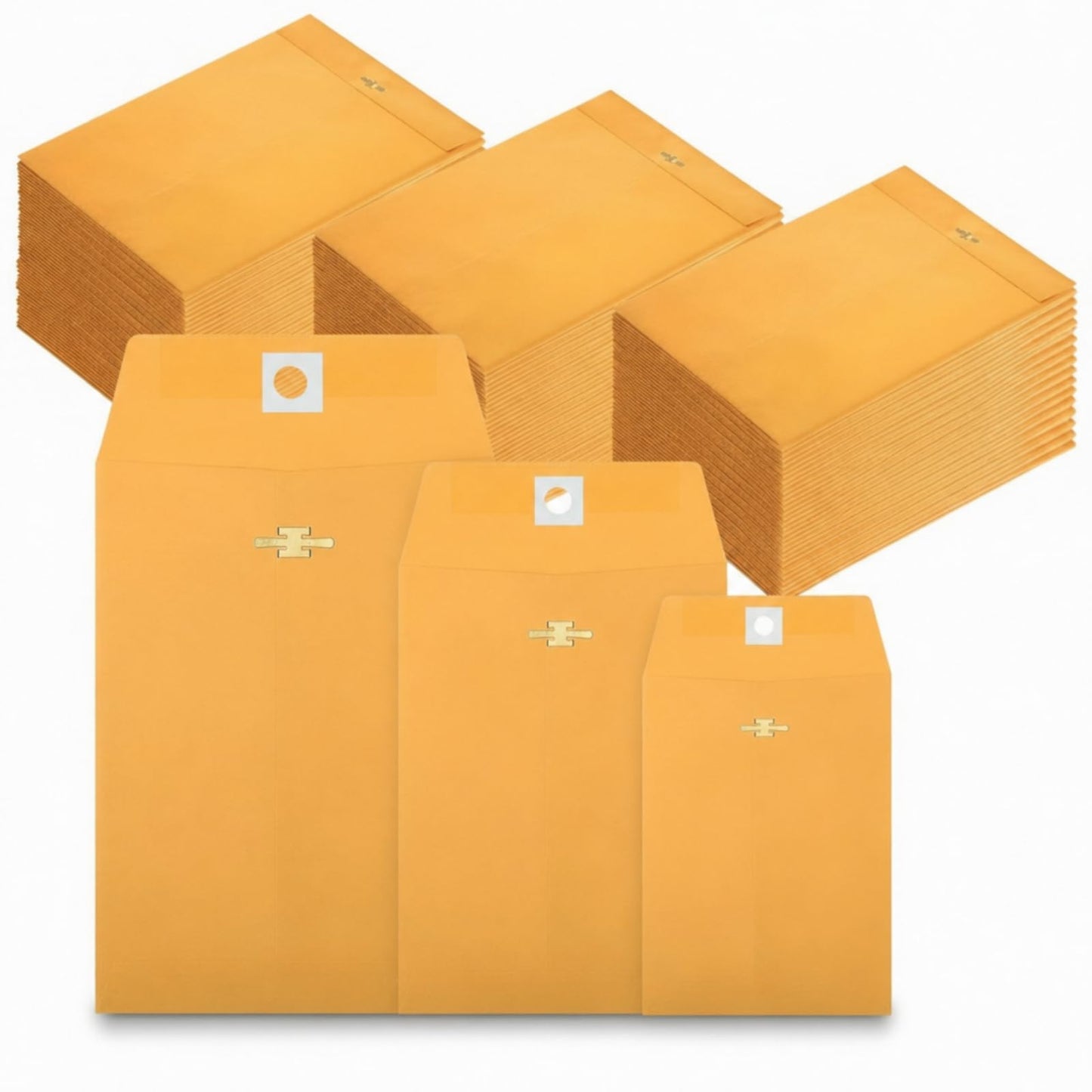 Zonon 100 Pieces, 9 x 12 Clasp Envelopes, 3 Sizes 9'' x 12'', 6'' x 9'', 5 ''x 7'', Kraft Manilla Envelope with Closure for Filing, Storing, Privacy Ensuring or Mailing Documents