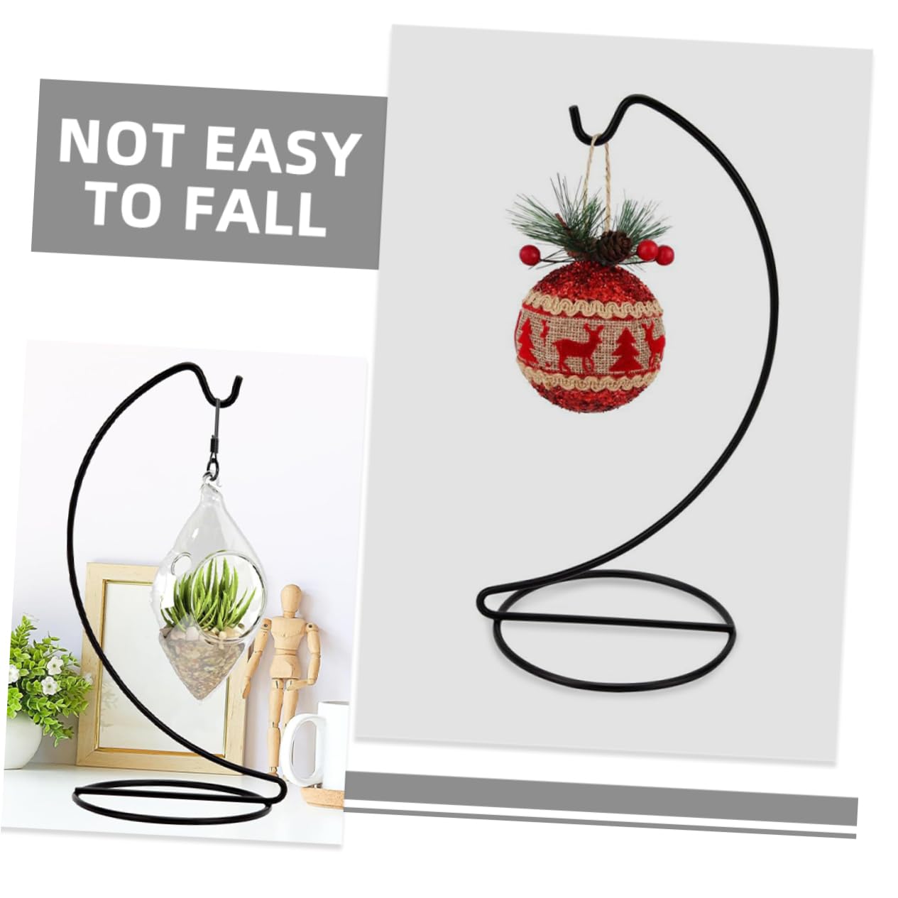 GLEAVI 3pcs Metal Hanging Hook Display Stand for Glass Terrarium Indoor Ornament Holder Adjustable Iron Hanger for Desktop Decor Suitable for Plants and Craft Shows