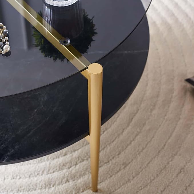 LumFurn Round Coffee Table for Living Room, Mid-Century Modern Design, D30 x H17