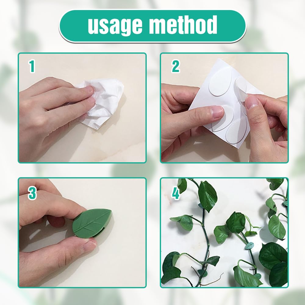 Hulezt Plant Climbing Wall Fixture Clips, 2026 New Plant Clips for Climbing Plants, Green Leaf Shaped Self-Adhesive Plant Wall Clips for Vine Support Traction and Cable Organization (60, Green)