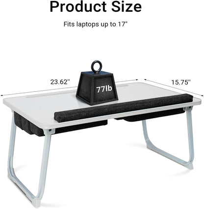 Lap Desk for Laptop with Cushion,Folding Laptop Desk for Bed,Bed Desk,Portable Computer Lap Desk,23.62"*15.74",White