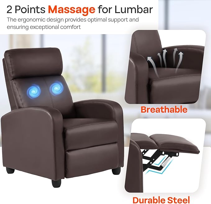 FDW Recliner Chair Massage Chair Reading Chair Reclining Sofa Home Theater