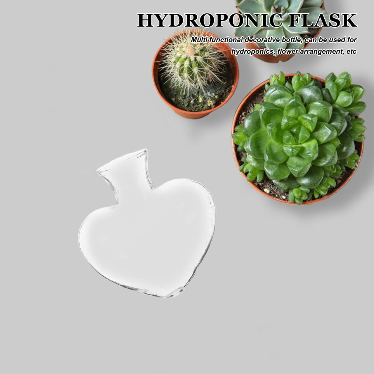Cabilock Heart Shaped Glass Vase Clear Crystal Hydroponic Planter Glass Flower Pots Terrarium Flower Arrangement Planter Wishing Bottle for Home Garden Wedding Decoration