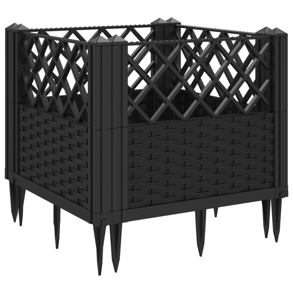 Xolmizyn Modular Garden Planter 17.1 Inch Square Basketweave Flower Pot for Outdoor Terrace Patio Deck Balcony Plants Vegetables Herbs Durable Polypropylene Black