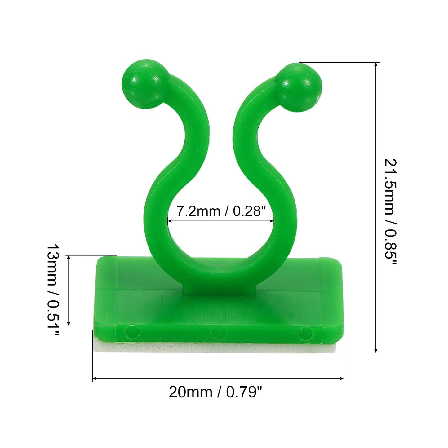 uxcell 100Pcs Plant Climbing Wall Fixture Clips, Plant Fixer Self-Adhesive Hooks Wire Fixing Supporting for Indoor Outdoor Decoration and Cable Wire Fixing (Green, 7.2mm/0.28")
