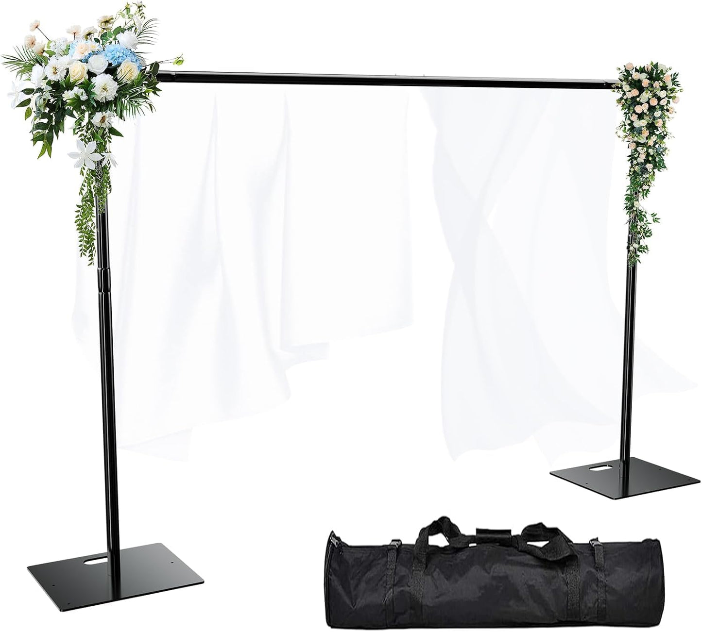 OPYRET Pipe and Drape Backdrop Stand Kit Backdrop Stand For Parties 10x10 FT Adjustable Photo Backdrop Stand Heavy Duty Background Stand for Wedding Banquet Decorations, Black
