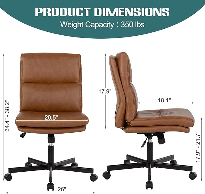 LUCKWIND Armless Office Desk Chair