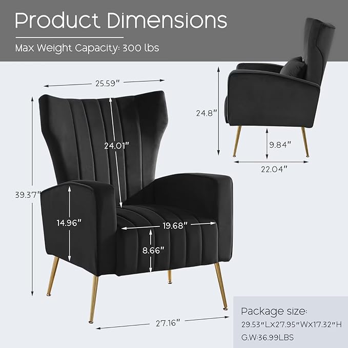 Accent Chairs Set of 2, Upholstered Living Room Chair