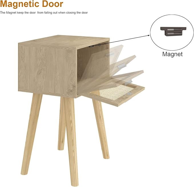 LAATOOREE Nightstand Set of 2, Small Bedside Table, Boho Side End Table