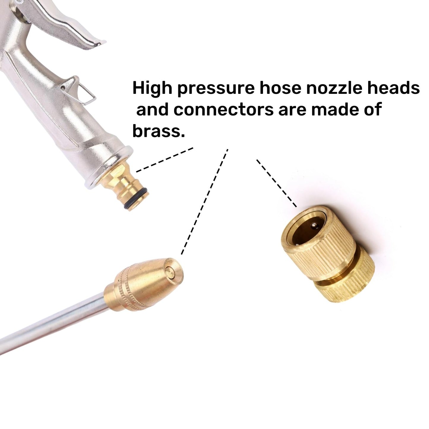 Hose Sprayer Nozzle Heavy Duty, High Pressure Hose Nozzle Water Adjustable Spray Gun Metal Brass Hose Attachment for Washing car, Cleaning, Watering Plants, lawn, Outdoor Gardening.