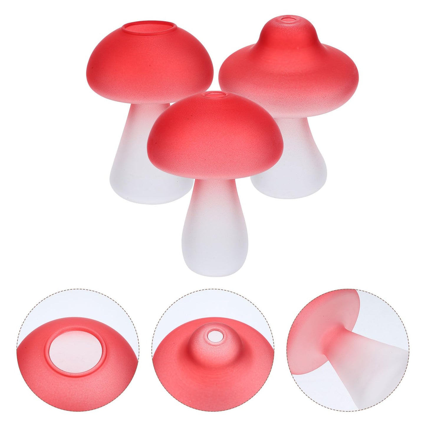 BESPORTBLE 3pcs Red Mushroom Shaped Glass Vase Set for Hydroponic Plants, Decorative Terrarium Flower Holders for Home Table and Office Décor