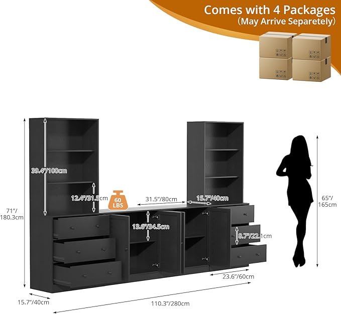TUSY 71" Large TV Stand Set